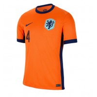 Camisa de Futebol Holanda Virgil van Dijk #4 Equipamento Principal Europeu 2024 Manga Curta